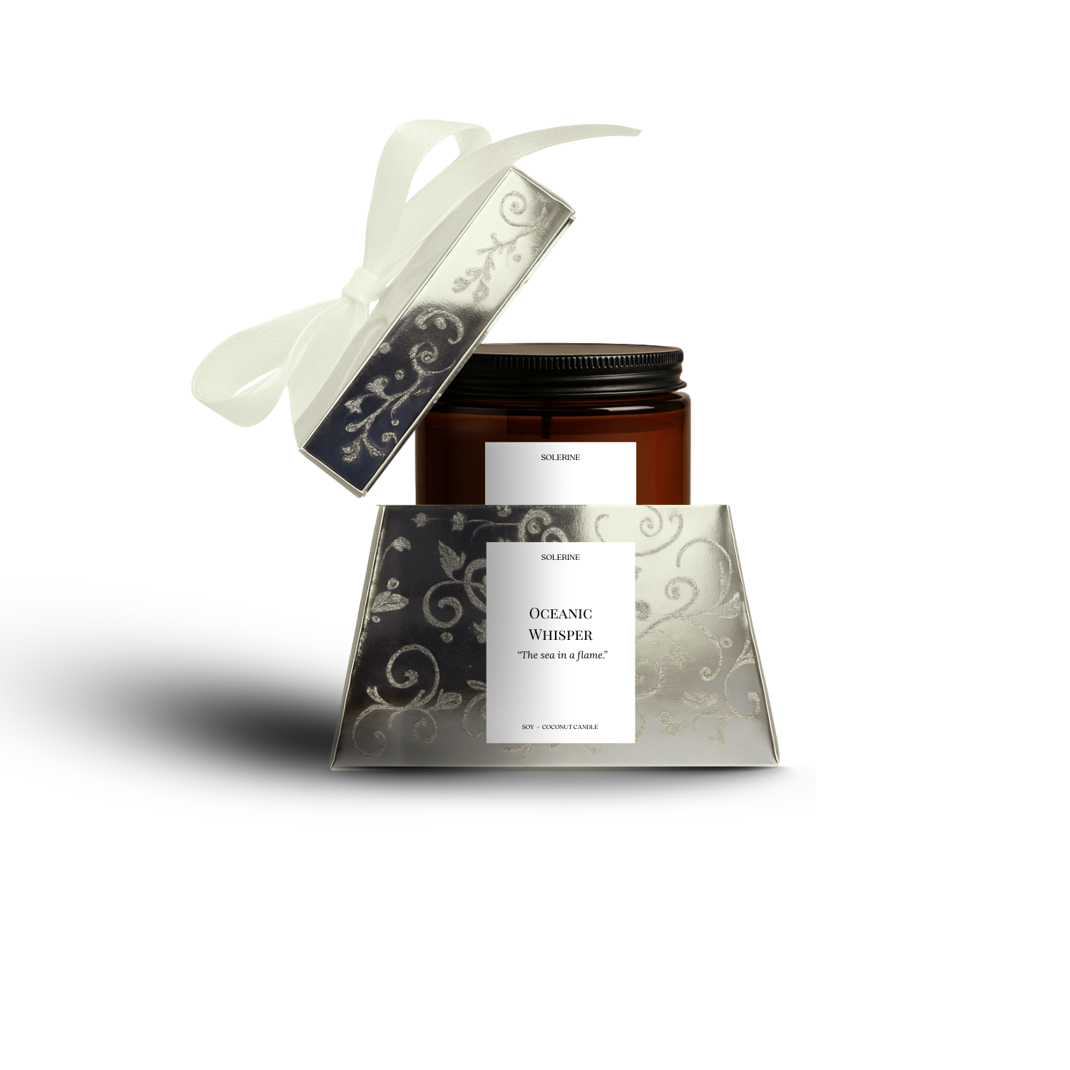 Oceanic Whisper luxury scented candle with sea salt and cedarwood