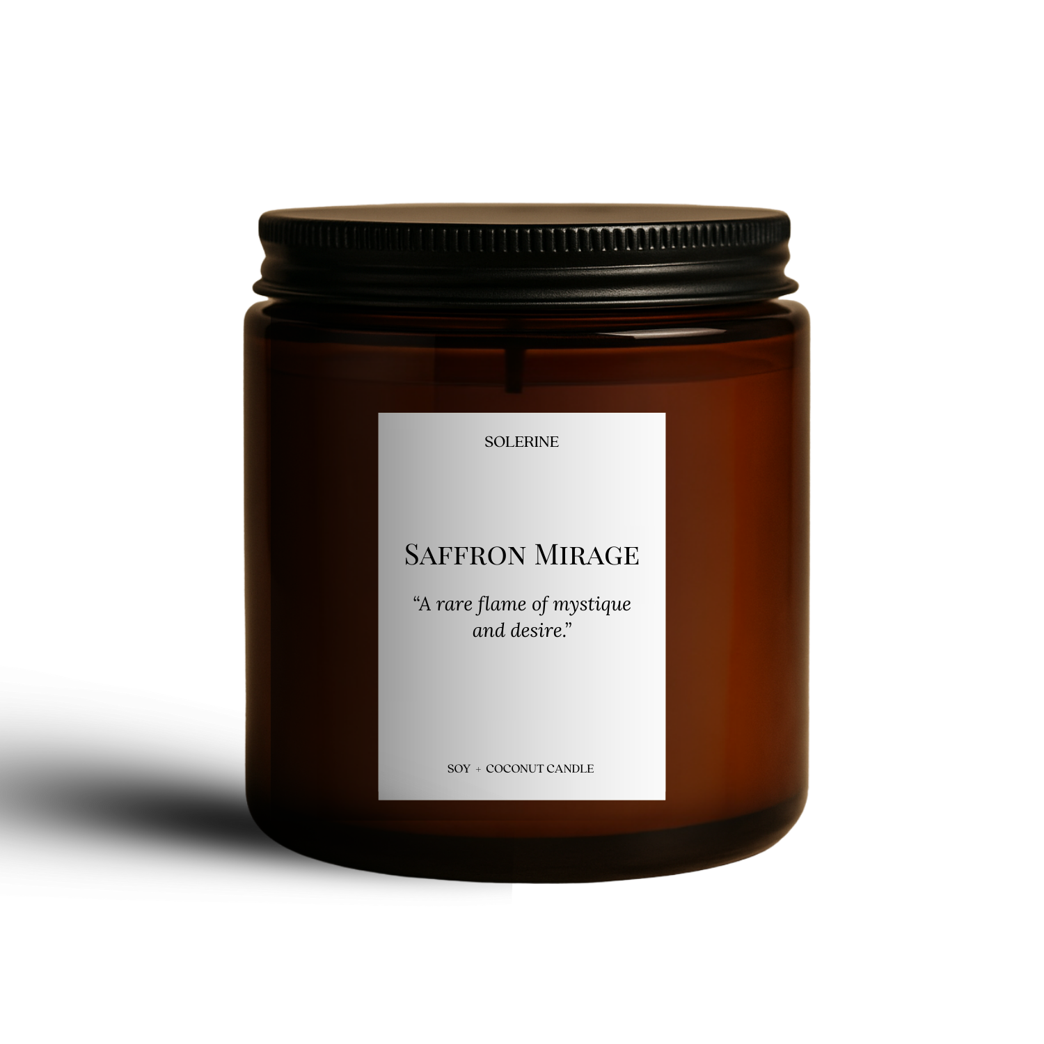 Saffron Mirage luxury hand-poured scented candle with saffron, rose, oud & honey – eco-luxury candle in India for gifting and home décor