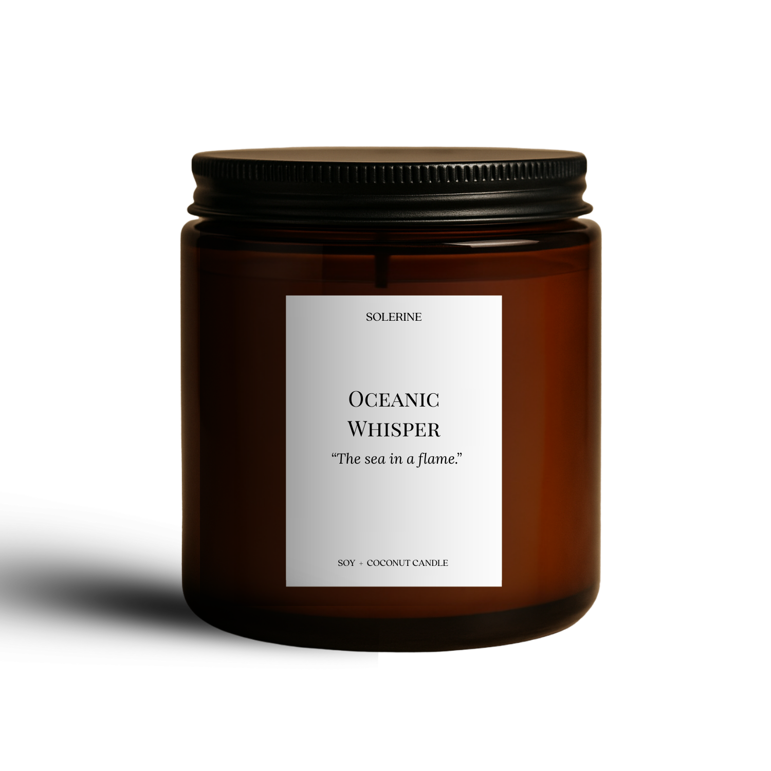 Oceanic Whisper luxury scented candle hand-poured in India with sea salt, cedarwood, sage, and white amber