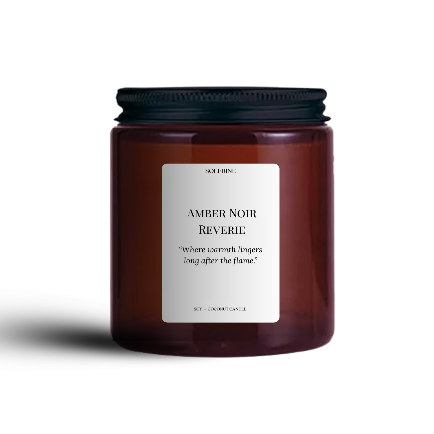 Amber Noir Reverie luxury hand-poured scented candle with amber-woody fragrance and eco-luxury packaging in India
