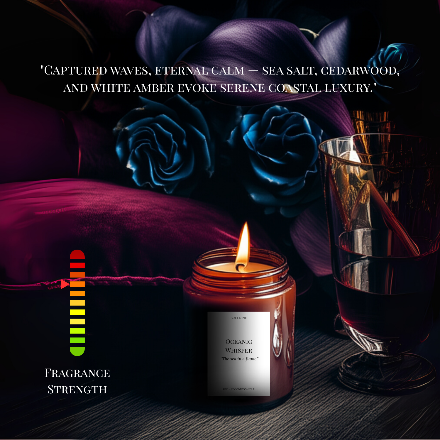 Oceanic Whisper premium candle from India with fresh sea notes