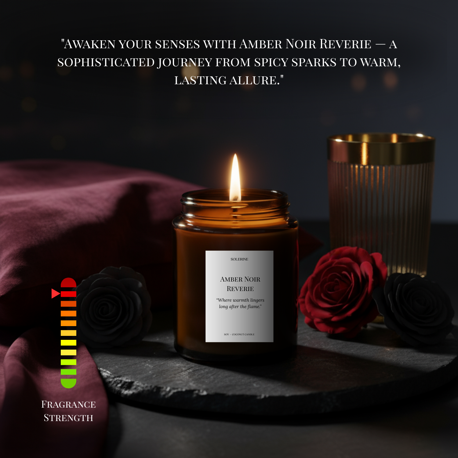 Amber Noir Reverie candle olfactory analysis with black pepper and tonka bean