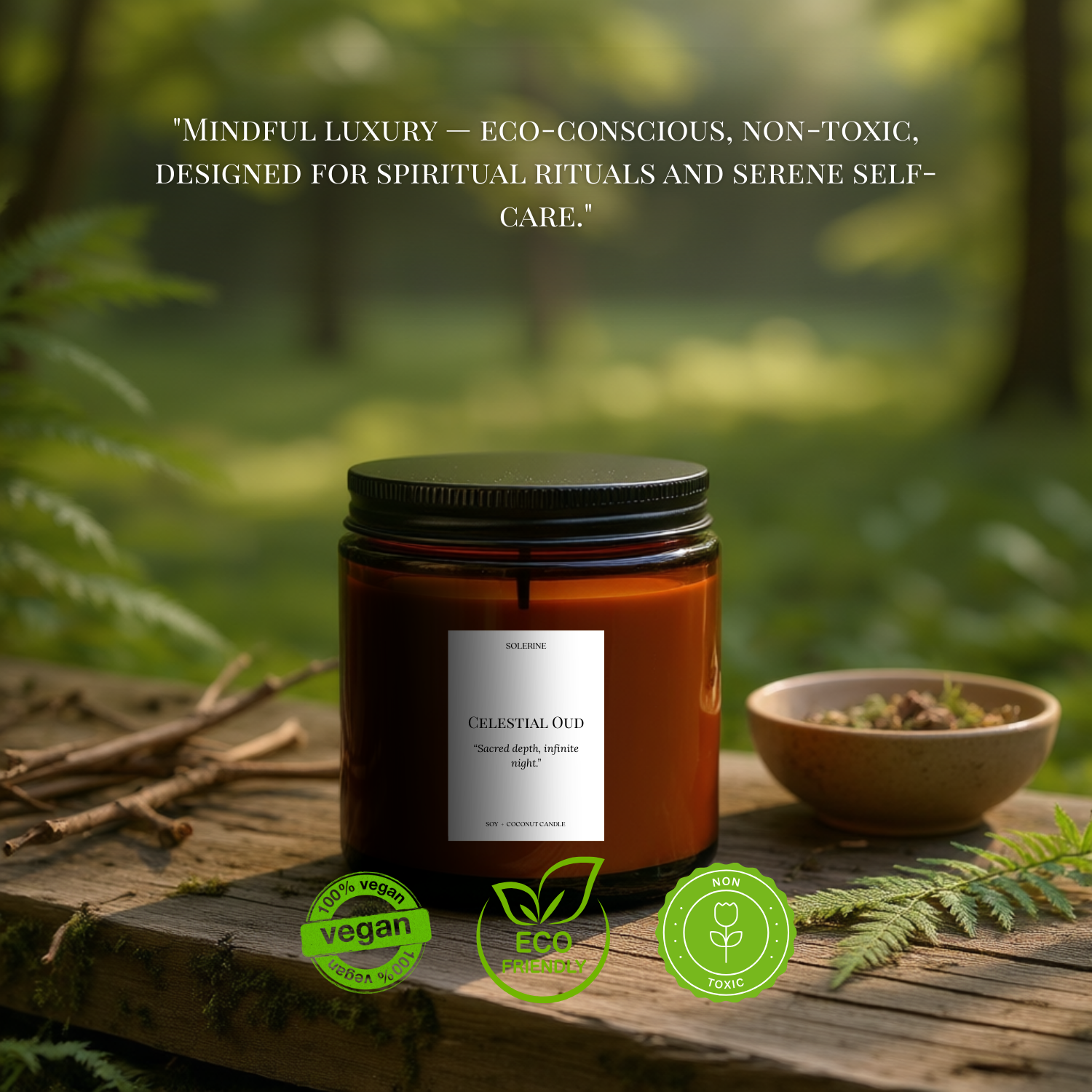 Celestial Oud eco-friendly luxury scented candle