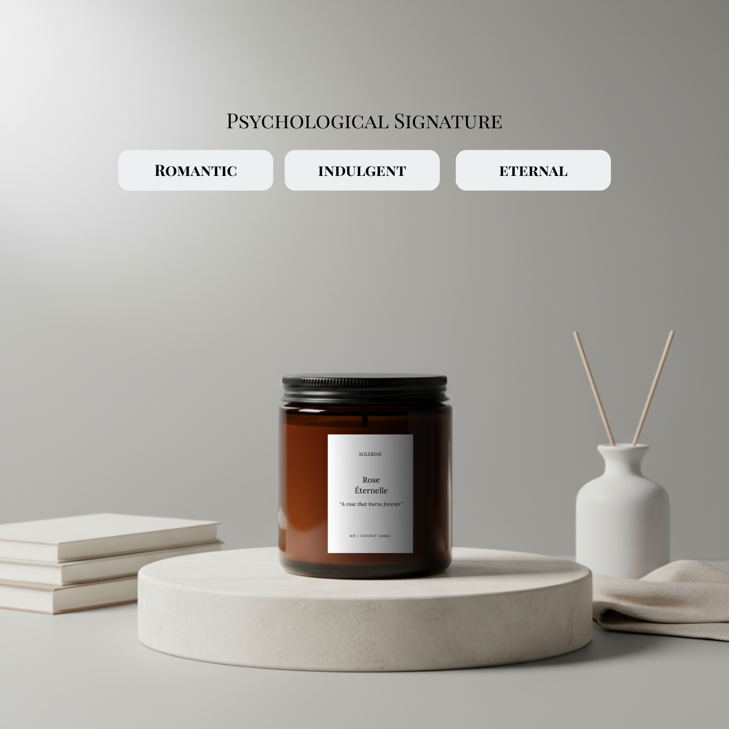 Rose Éternelle scented candle evoking romantic and indulgent emotions