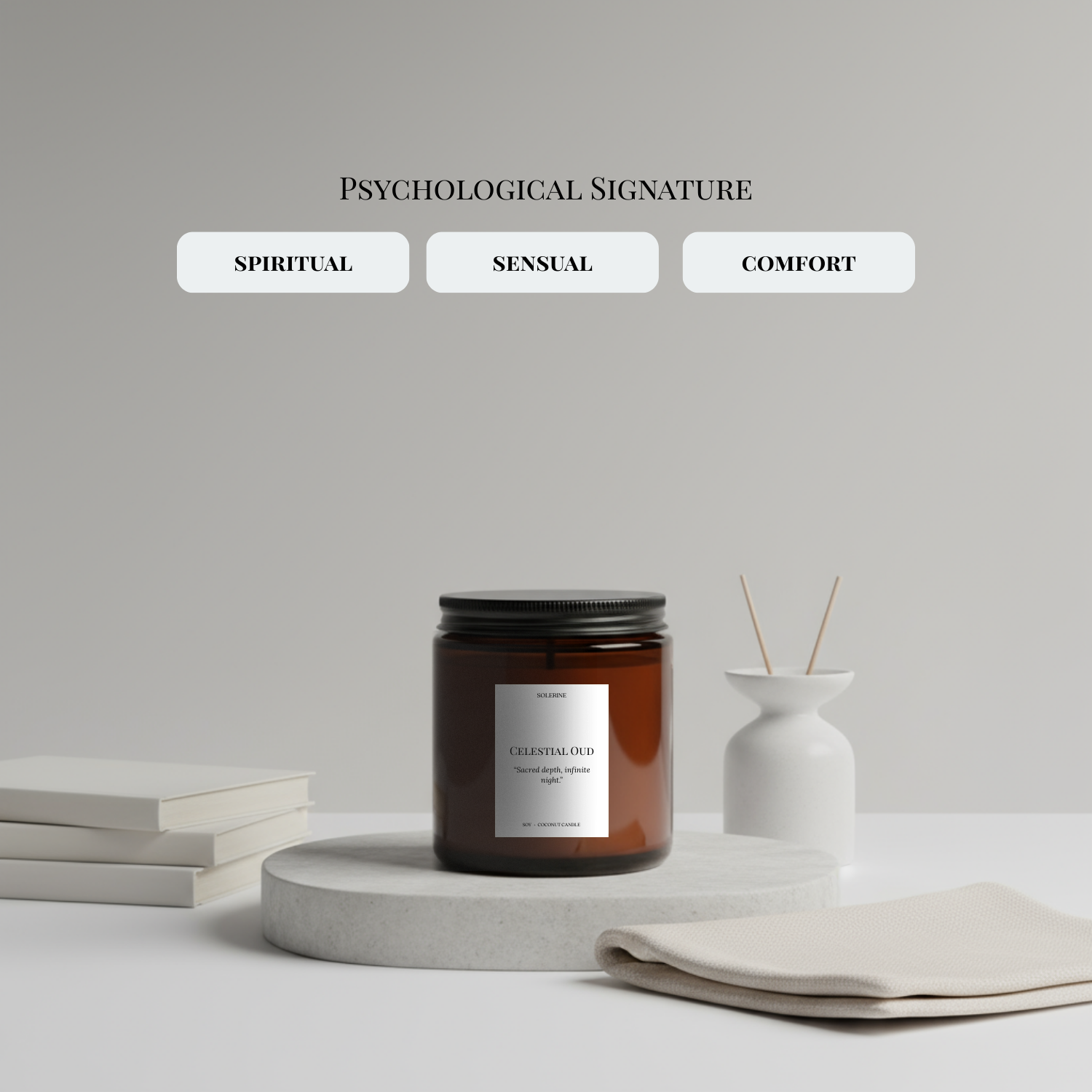 Celestial Oud scented candle for mindfulness, luxury, and relaxation