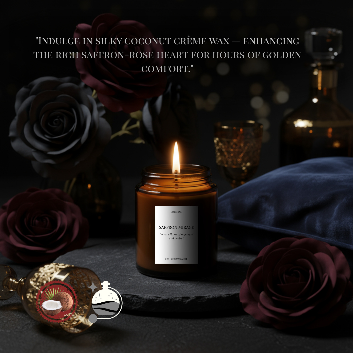 Saffron Mirage hand-poured candle in eco-friendly coconut creme wax