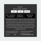 Back label of Rose Éternelle hand-poured luxury scented candle
