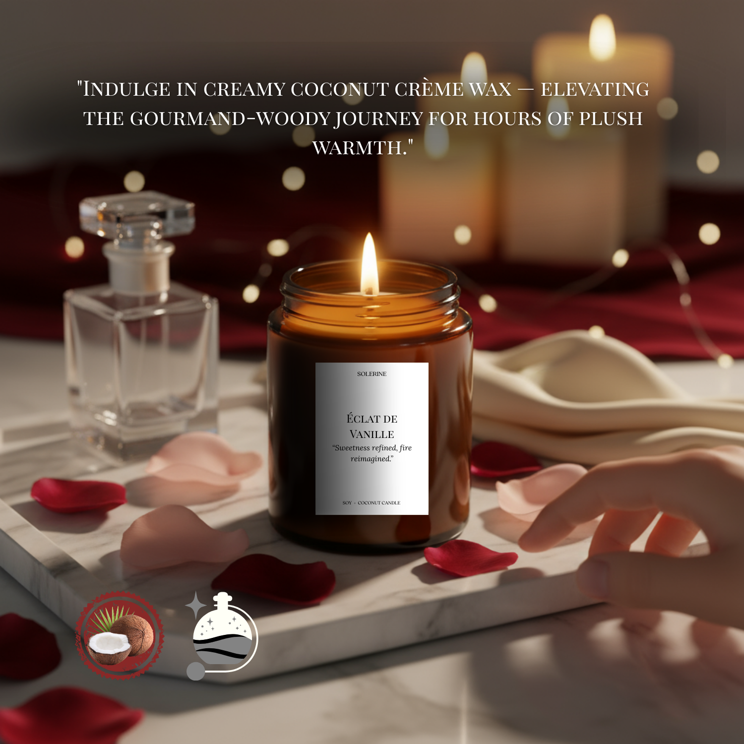 Éclat de Vanille hand-poured in luxury coconut crème wax
