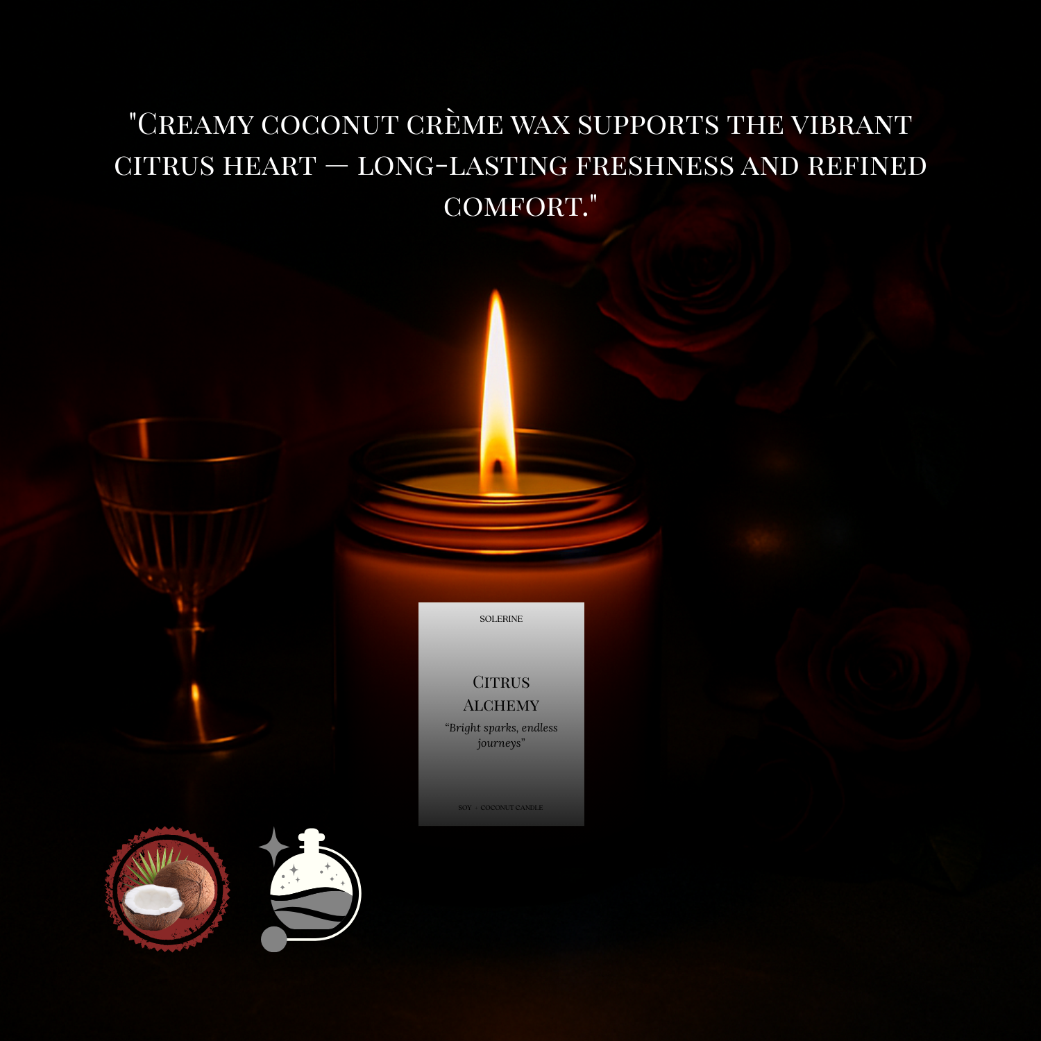 Citrus Alchemy hand-poured luxury coconut creme wax candle in India
