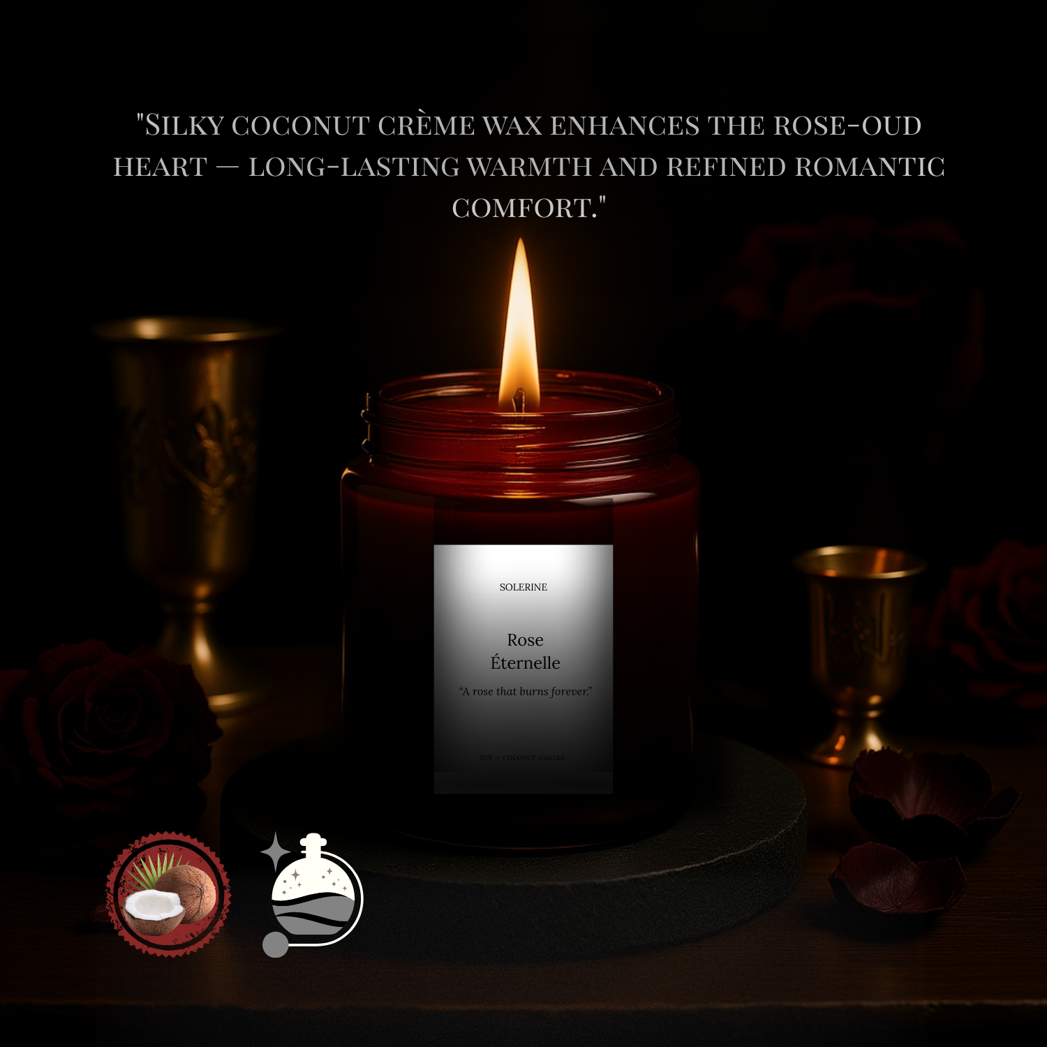Rose Éternelle luxury coconut crème wax candle hand-poured in India