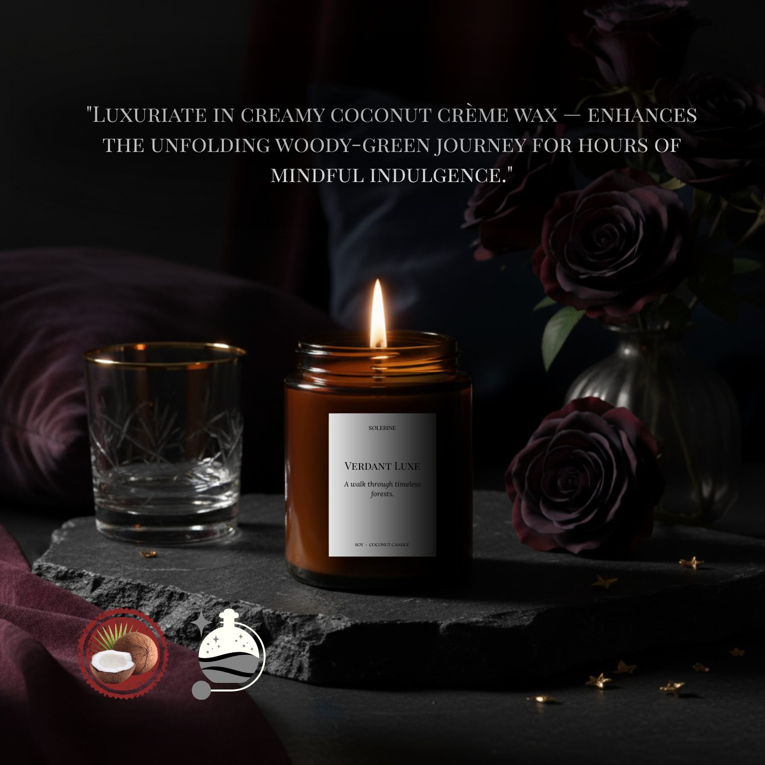 Verdant Luxe hand-poured candle in luxury coconut creme wax