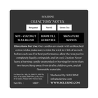 Citrus Alchemy candle back label with fragrance and usage details

