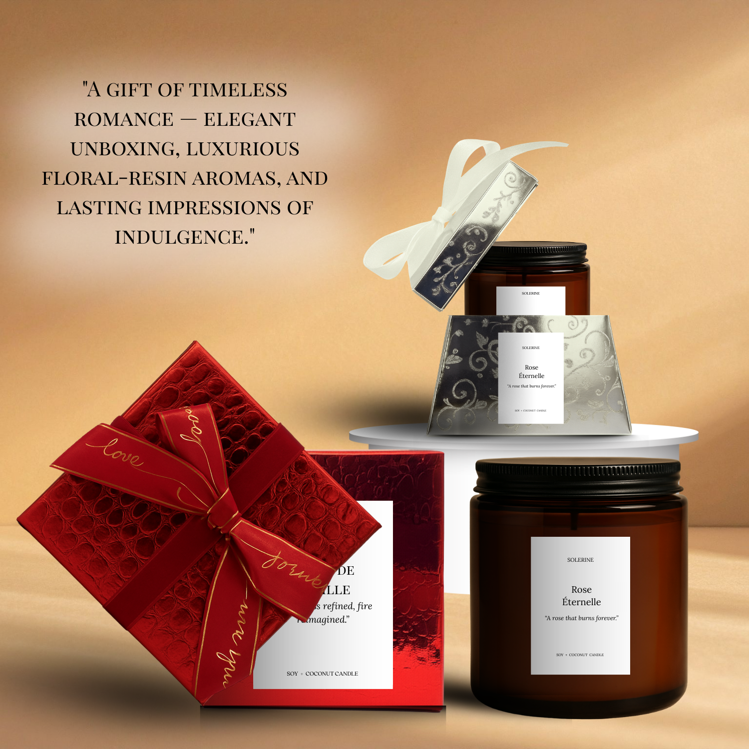Rose Éternelle luxury candle premium gift packaging in India