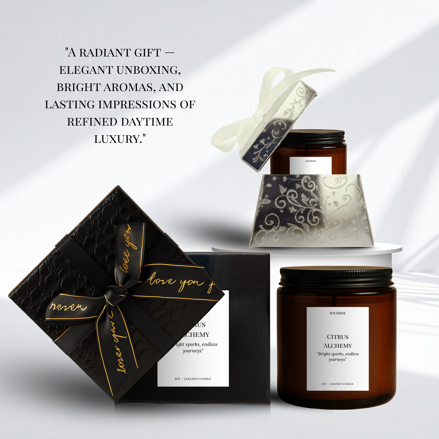 Citrus Alchemy luxury gift packaging for scented candle in India
